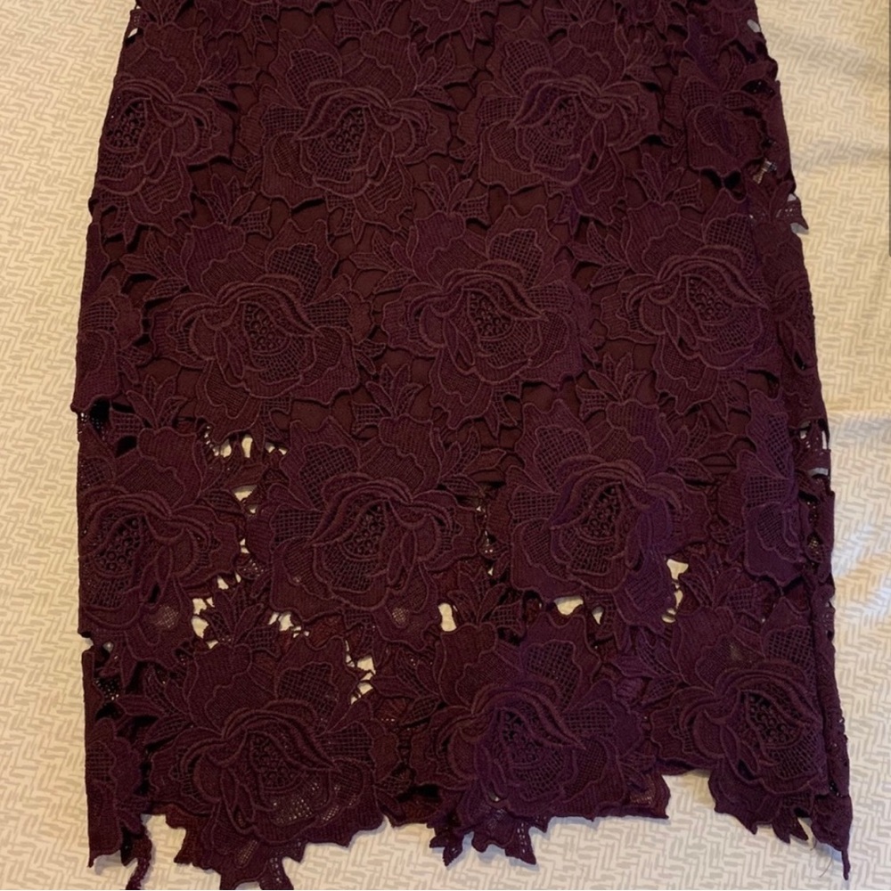 (M) Lulu’s Roses and Proses Plum Purple Lace Midi Skirt
